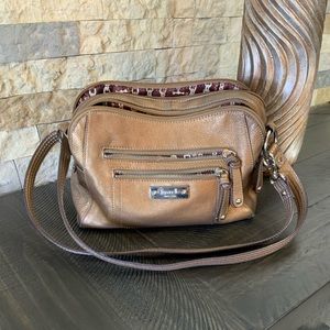 Tignanello Bronze Gold Leather Crossbody Bag